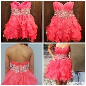 Pink/coral Short Prom/Homecoming Dress